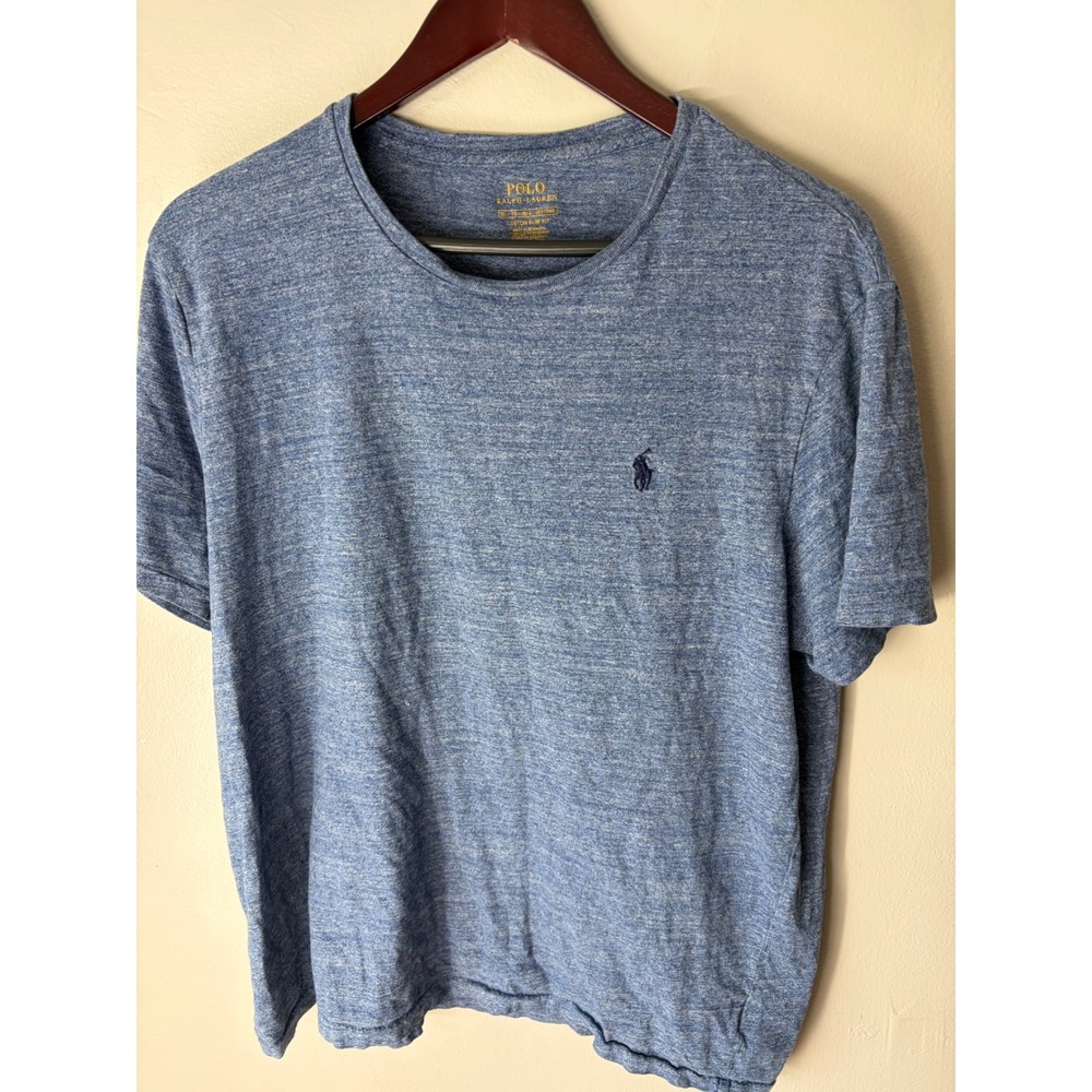 Polo Ralph Lauren Mens Custom Slim Fit Heathered Blue T-Shirt XL Short Sleeve